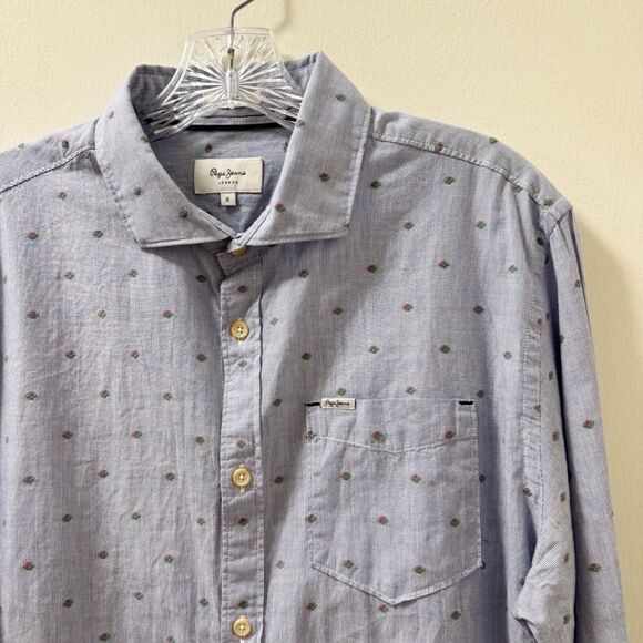Pepe Jeans Floral Poplin Button Down Shirt - Size Medium - Picture 2 of 10